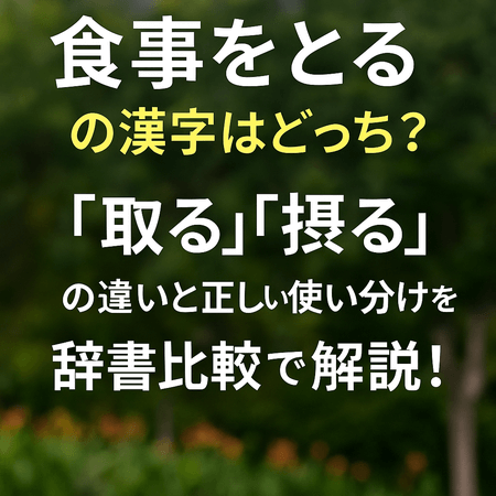「食事をとる」の漢字はどっち?「取る」「摂る」の違いと正しい使い分けを辞書比較で解説!
