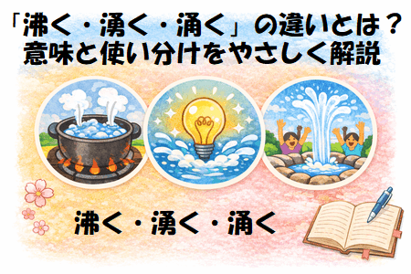 「沸く・湧く・涌く」の違いとは？意味と使い分けをやさしく解説